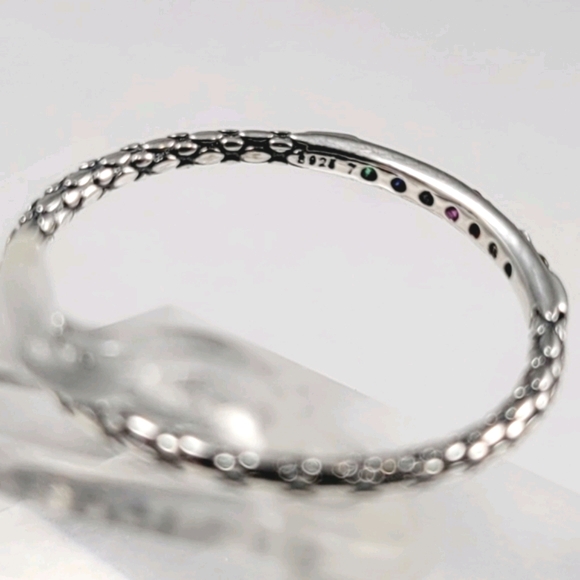 Sterling Silver Rainbow Stack Band - Picture 7 of 11